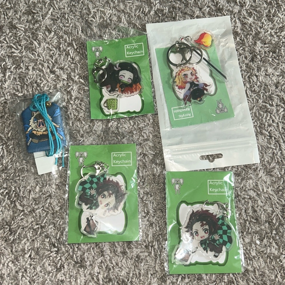 Bulk keychains and anime pouch